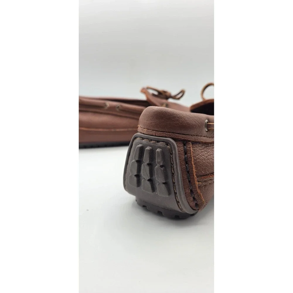 Minnetonka Moosehide Weekender Men's Moccasins 10 Carmel Brown Leather Loafers